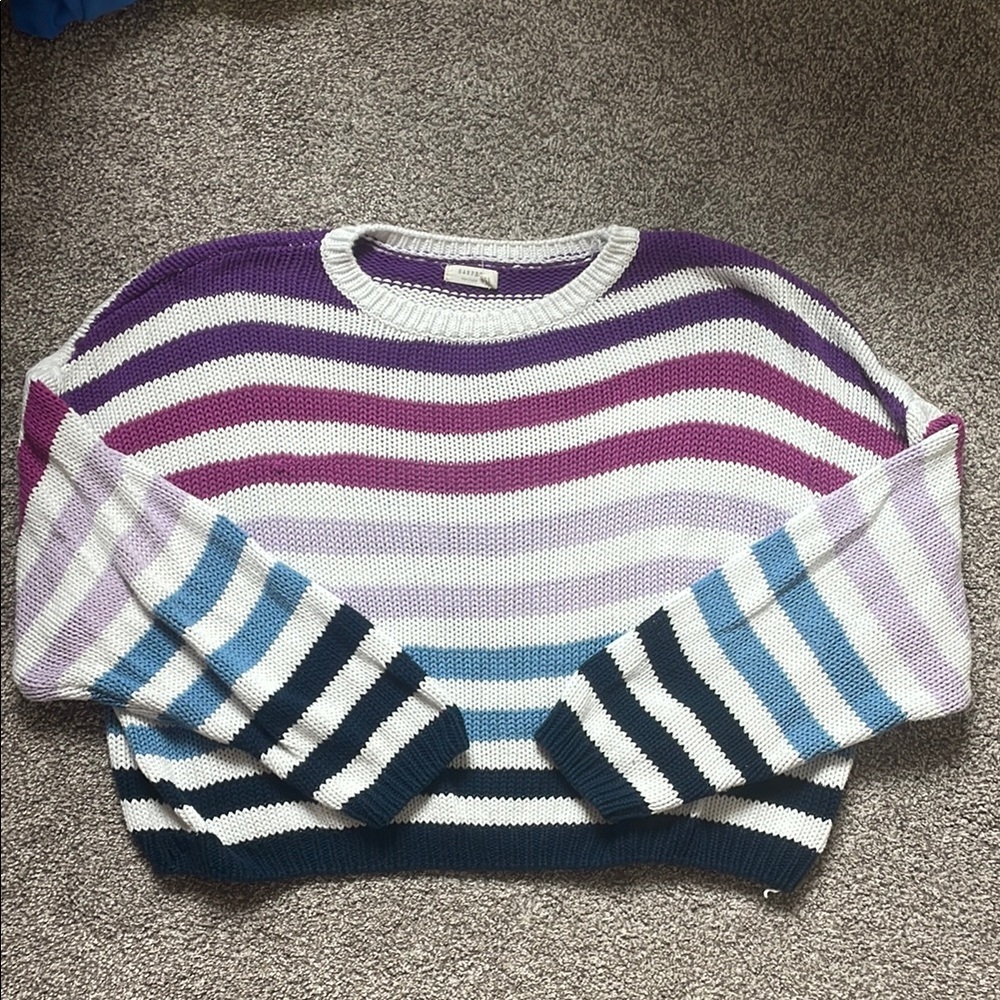 Harper Purple and Pink Crew Neck Sweater Striped